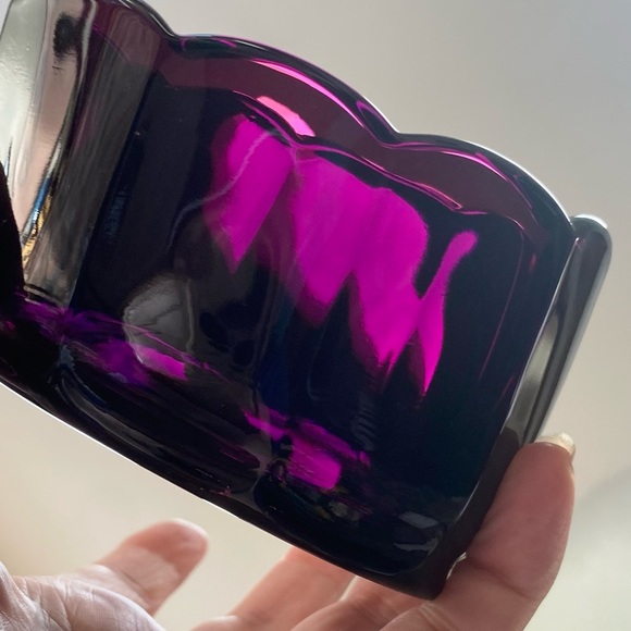 Vintage Clamborn Mule Shoe Translucent Purple Glass Spoon Rest Holder Kitchen - Picture 8 of 9